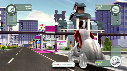 The player's character, travelling from one spot to another