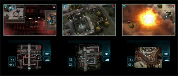 Three small screenshots, giving examples of gameplay