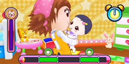 The mother, winding the baby