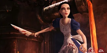 Alice, wielding a large knife