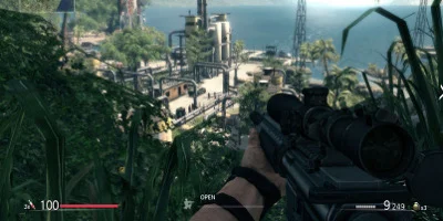 The player gets a great vantage point from on top of a hill