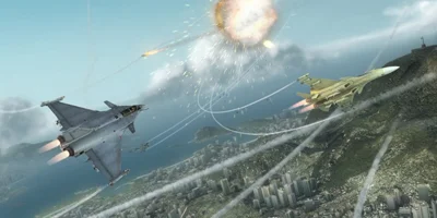 A Rafale, trying to intercept a Russian Flanker