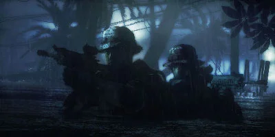 soldiers sneaking in water