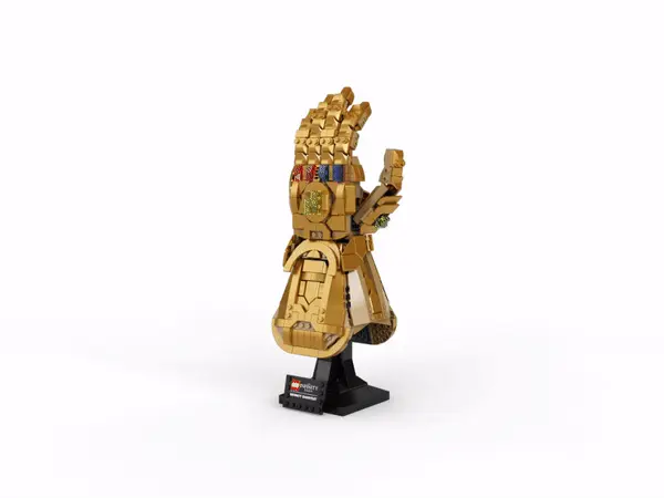 Rotating gif showing the Lego Infinity Gauntlet