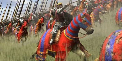 A leader, on his horse, commanding a large force