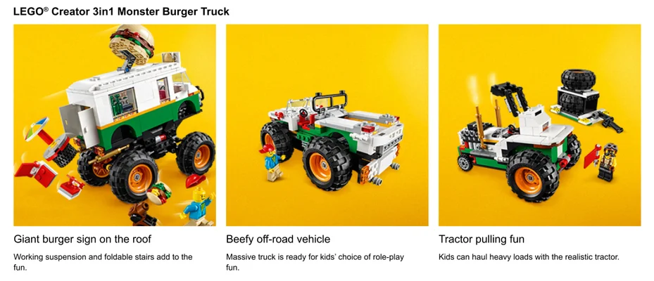 Close up shots of Monster Burger Truck Set