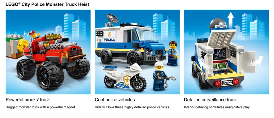 Action shots of Police Monster Truck Set