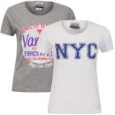 Varsity Team Players Women's 2-Pack T-Shirt - Grey California/White NYC - S - Grey/White Image 1
