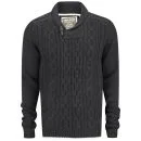 Soul Star Men's Hamper Cable Shawl Neck Jumper - Charcoal Marl - S - Grey Image 1