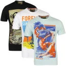 South Shore Men's 3 Pack T-Shirts - Pastel Blue/Black/Optic White - S - Pastel Blue/Black/Optic White Image 1