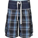 Le Breve Men's Splash Swim Shorts - Blue Check - S - Blue Image 1