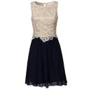 Little Mistress Women's Lace Overlay Prom Dress - Cream/Navy - 8 - Cream / Navy Image 1