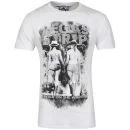 Ringspun Men's Photo Print Strip T-Shirt - White/Blue - S - White/Blue Image 1