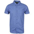 Brave Soul Men's Gallaghere Printed Short Sleeve Shirt - Blue - S - Blue Image 1