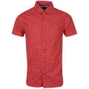 Brave Soul Men's Gallaghere Printed Short Sleeve Shirt - Red - S - Red Image 1
