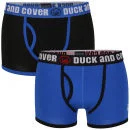 Duck and Cover Men's 2-Pack Contrast Keyhole Boxer - Black/ Blue - S - Black/Blue Image 1