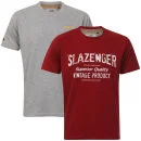 Slazenger Men's 2-Pack T-Shirts - Berry/Dark Grey Marl - S - Berry/Dark Grey Marl Image 1
