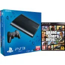 PS3: New Sony PlayStation 3 Slim Console (500 GB) - Black - Includes Grand Theft Auto 5 Image 1