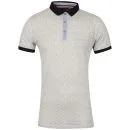 Brave Soul Men's Premiere Hexagonal Print Polo Shirt - White/Dark Navy - S - White/dk Navy Image 1
