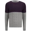 Soul Star Men's Pepper Sync Colour Block Knit Jumper - Light Grey Marl - S - Grey Image 1