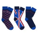 Pepe Jeans Men's Jake Gift Set 3 Pack Socks - Blue Stripe/Navy - 38-42 - Blue Image 1