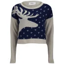 Vero Moda Women's Lucila Reindeer Christmas Jumper - Black Iris - XS - Black Image 1