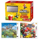 Nintendo 3DS XL Silver and Black Console - Includes New Super Mario Bros 2, Super Smash Bros. & Fantasty Life Image 1