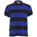 Slazenger Men's Platt Striped Polo Shirt - Navy/Sky/Red - S - Navy/Sky Red Image 1