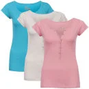 55 Soul Smith 3-Pack Leona T-Shirts - Pink/Turquoise/Ecru - S - Pink/Turquoise/Ecru Image 1