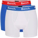 Bench Men's 2-Pack Boxers - White/Blue - S - White/Blue Image 1