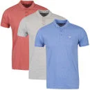 Brave Soul Men's Clio 3-Pack Polo Shirts - Red Marl/Grey Marl/Blue Marl - S - Red Marl/Grey Marl/Blue Marl Image 1