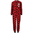 Minnie Mouse Women's Printed Fleece Onesie - Black & Red - 8 - Black & Red Image 1