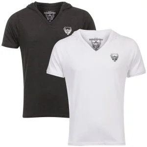 Ringspun Men's 2-Pack Hex Hooded V-Neck T-Shirt - White/Charcoal - S - White/Charcoal Image 1