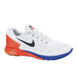 Nike Men's Lunarglide 6 Running Shoes - White/Orange/Blue - 7 - White/Orange/Blue Image 1