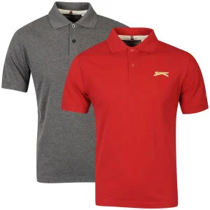 Slazenger Men's 2-Pack Polos - Red/Grey - S - Red/Grey Image 1