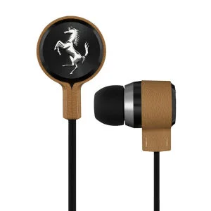 Ferrari T150 Cavallino Heritage Earphones by Logic3 with One Button Mic - Tan Image 1