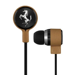 Ferrari T150i Cavallino Heritage Earphones by Logic3 with Three Button Mic - Tan Image 1