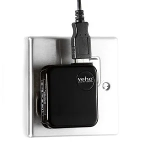 Veho Mains USB Charger for iPod/iPhone/iPad/USB - Black Image 1