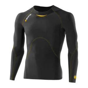 Skins A400 Active Compression Long Sleeve Top - XS - Black/Yellow Image 1