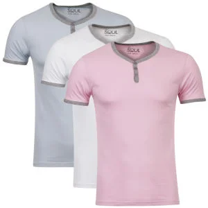 55 Soul Men's 3-Pack Blade T-Shirts - White/Pink/Blue - S - Multi Image 1