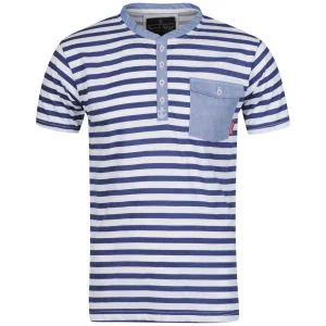 Soul Star Men's Davy Striped T-Shirt - Blue/White - S - Blue/White Image 1