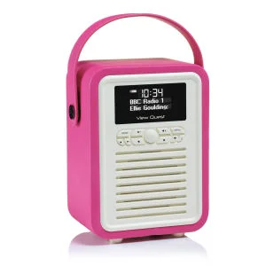 View Quest Retro Mini Bluetooth DAB+ Radio - Hot Pink Image 1