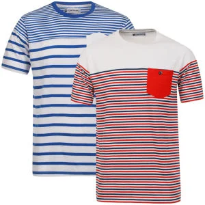 Tom Frank Men's 2-Pack T-Shirt - Bright Blue/Red & White/Navy - S - Blue/Red & White/Navy Image 1
