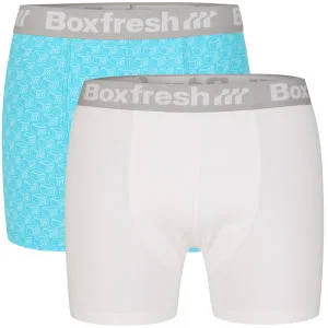 Boxfresh Men's Two Pack Boxers - Blue/White - S - Blue/White Image 1