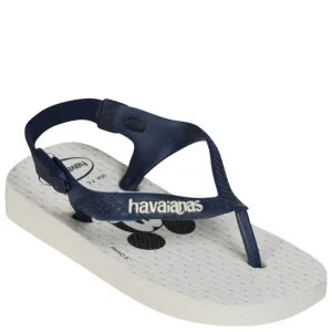 Havaianas Baby Mickey Flip Flops - White/Navy Blue - 1/2 - White/Navy Blue Image 1