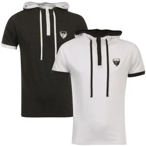 Ringspun Men's 2-Pack Oracle Short Sleeve Hooded T-Shirt - White/Charcoal - S - White/Charcoal Image 1