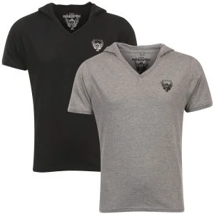 Ringspun Men's 2-Pack Hex Hooded V-Neck T-Shirt - Black/Grey Marl - S - Black/Grey Marl Image 1