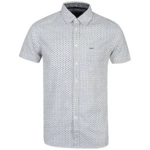 Brave Soul Men's Allegro Short Sleeve Shirt with Flower Print - Cream/Navy - M - Cream/Navy Image 1