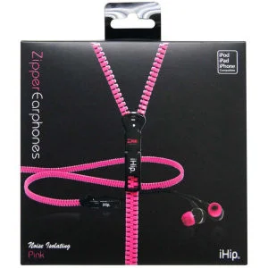 iHip Zip Tangle Free Zippered Earphones - Pink Image 1