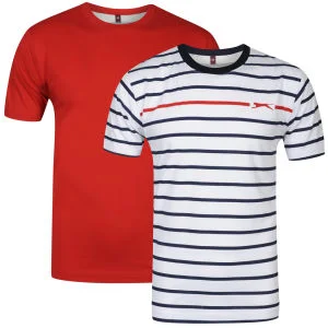 Slazenger Men's 2 Pack T-Shirts - Red/White/Navy - S - Red/white/navy Image 1